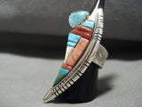 Important Navajo David Tune 'Kachina Maiden' Turquoise Coral Native American Jewelry Silver Ring-Nativo Arts