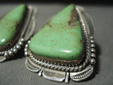 Important Navajo Gaspeite Native American Jewelry Silver Earrings-Nativo Arts