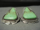 Important Navajo Gaspeite Native American Jewelry Silver Earrings-Nativo Arts