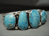 Important Navajo Guild Easter Blue Turquoise Native American Jewelry Silver Bracelet-Nativo Arts
