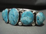 Important Navajo Guild Easter Blue Turquoise Native American Jewelry Silver Bracelet-Nativo Arts