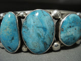 Important Navajo Guild Easter Blue Turquoise Native American Jewelry Silver Bracelet-Nativo Arts