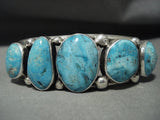Important Navajo Guild Easter Blue Turquoise Native American Jewelry Silver Bracelet-Nativo Arts