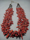 Important Navajo Native American Jewelry Coral Heishi Necklace-Nativo Arts
