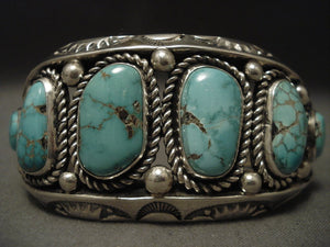 Important Navajo Native American Jewelry jewelry Albert Lee 115 Gram Carico Lake Turquoise Bracelet-Nativo Arts