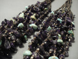 Important Navajo Native American Jewelry jewelry Amethyst And Royston Turquoise Heishi Necklace-Nativo Arts