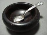 Important Navajo Native American Jewelry jewelry Vintage Kenneth Begay Salt Spoon And Ironwood Salt Dish-Nativo Arts