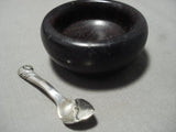 Important Navajo Native American Jewelry jewelry Vintage Kenneth Begay Salt Spoon And Ironwood Salt Dish-Nativo Arts