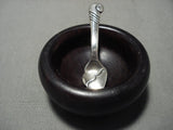 Important Navajo Native American Jewelry jewelry Vintage Kenneth Begay Salt Spoon And Ironwood Salt Dish-Nativo Arts