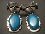 Important Navajo Nelson Morton Turquoise Kachina Native American Jewelry Silver Earrings-Nativo Arts