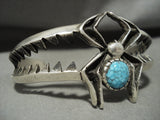 Important Navajo Philander Begay Lone Mntn Turquoise Native American Jewelry Silver Spider Bracelet-Nativo Arts