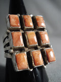 Important Navajo Ray Adakai 'Squared Spiny Oyster' Native American Jewelry Silver Ring-Nativo Arts