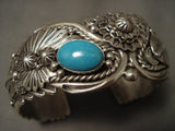 Important Navajo Sterling Native American Jewelry Silver Garden Ben Begaye Turquoise Bracelet-Nativo Arts