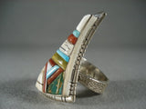 Important Navajo Turquoise Turquoise Coral Native American Jewelry Silver Ring-Nativo Arts