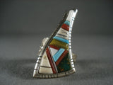 Important Navajo Turquoise Turquoise Coral Native American Jewelry Silver Ring-Nativo Arts