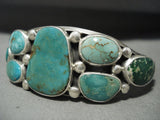 Important Navajo Verdy Jake Natural Royston Turquoise Native American Jewelry Silver Bracelet-Nativo Arts