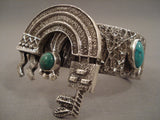 Important Navajo Yeibichai Turquoise Native American Jewelry Silver Bracelet-Nativo Arts