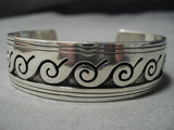 Important Nick Vintage Native American Jewelry Navajo Wind In Cloud Sterling Silver Bracelet Old-Nativo Arts