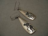 Important Old Hopi Native American Jewelry Silver Earrings-Nativo Arts