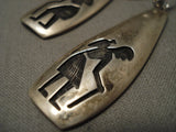 Important Old Hopi Native American Jewelry Silver Earrings-Nativo Arts