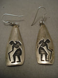 Important Old Hopi Native American Jewelry Silver Earrings-Nativo Arts