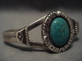 Important Old Navajo Ivan Kee Turquoise Native American Jewelry Silver Bracelet-Nativo Arts