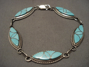 Important Old Zuni Frank Vacit Turquoise Native American Jewelry Silver Bracelet-Nativo Arts