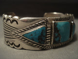 Important Older Vintage Navajo Kee Joe Benally (d.) Turquoise Native American Jewelry Silver Bracelet-Nativo Arts