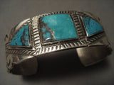 Important Older Vintage Navajo Kee Joe Benally (d.) Turquoise Native American Jewelry Silver Bracelet-Nativo Arts