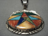 Important Orvil Jack Turquoise Vintage Native American Navajo Sterling Silver Necklace Old-Nativo Arts