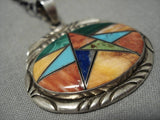 Important Orvil Jack Turquoise Vintage Native American Navajo Sterling Silver Necklace Old-Nativo Arts