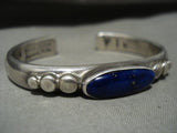 Important Orville Tsinnie Lapis Lazuli Thick Vintage Navajo Native American Jewelry Silver Bracelet-Nativo Arts