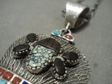 Important Philander Begay Coral Maiden Turquoise Wood Native American Jewelry Silver Necklace-Nativo Arts