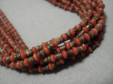 Important Roe Yazzie Navajo Sterling Silver Coral Native American Necklace-Nativo Arts