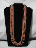 Important Roe Yazzie Navajo Sterling Silver Coral Native American Necklace-Nativo Arts