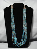 Important Roe Yazzie Navajo Sterling Silver Turquoise Native American Necklace-Nativo Arts