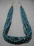 Important Roe Yazzie Navajo Sterling Silver Turquoise Native American Necklace-Nativo Arts