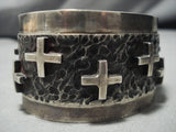 Important Ronnie Willie Cross Vintage Native American Navajo Sterling Silver Bracelet Old-Nativo Arts
