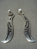 Important Roy Talahaftewa Hopi Native American Jewelry Silver Earrings-Nativo Arts