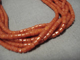 Important!! Santo Domingo Coral Heishi Sterling Silver Native American Necklace-Nativo Arts