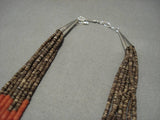 Important!! Santo Domingo Coral Heishi Sterling Silver Native American Necklace-Nativo Arts