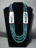 Important!! Santo Domingo Turquoise Parrot Sterling Native American Jewelry Silver Necklace-Nativo Arts