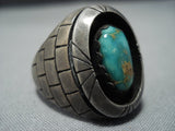 Important Sherm Isa Royston Turquoise Vintage Native American Jewelry Navajo Sterling Silver Brick Ring-Nativo Arts