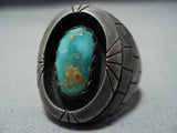 Important Sherm Isa Royston Turquoise Vintage Native American Jewelry Navajo Sterling Silver Brick Ring-Nativo Arts