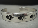 Important Sidney Sekakuku (d.) Vintage Hopi Native American Jewelry Silver Paw Bracelet-Nativo Arts