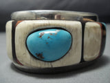 Important! Special White Stone Vintage Native American Jewelry Navajo Turquoise Sterling Silver Bracelet-Nativo Arts