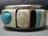 Important! Special White Stone Vintage Native American Jewelry Navajo Turquoise Sterling Silver Bracelet-Nativo Arts