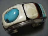 Important! Special White Stone Vintage Native American Jewelry Navajo Turquoise Sterling Silver Bracelet-Nativo Arts