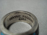 Important Thick!! Vintage Native American Jewelry Zuni Turquoise Sterling Silver Inlay Ring Old-Nativo Arts