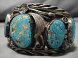 Important Tom David Vintage Native American Navajo #8 Turquoise Sterling Silver Bracelet Old-Nativo Arts
